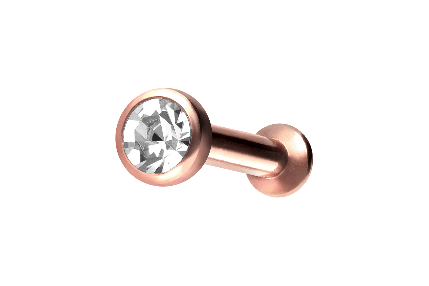 Titan Triple Piercing Mini Labret mit Innengewinde FLAT-DISC + KRISTALL