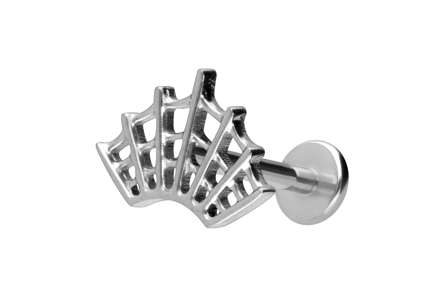 PIERCINGLINE Piercing Stecker Titan Labret mit Innengewinde SPINNENNETZ - Bild 10 von 39