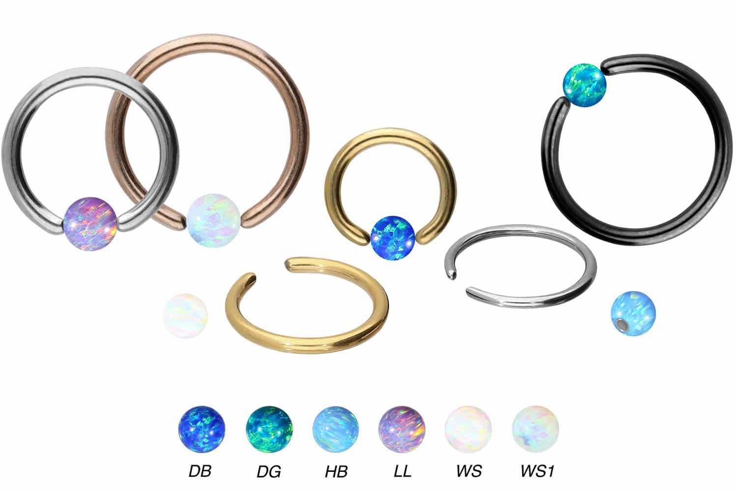 Surgical steel ball closure ring SYNTHETIC OPAL