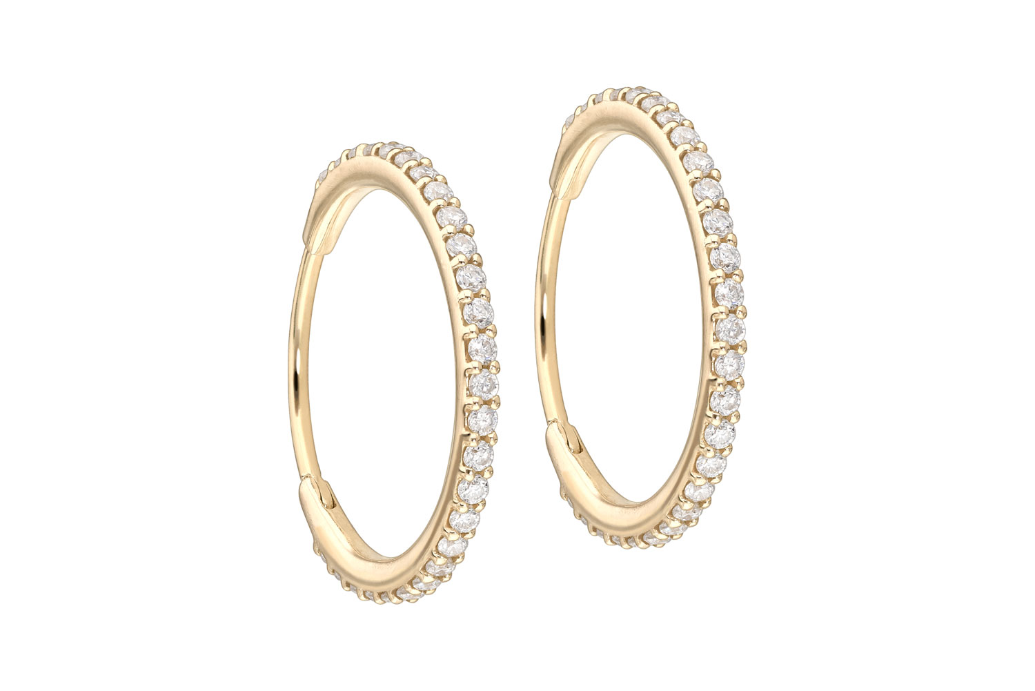 14/18 Karat Gold Ohrclicker Creolen EINGEFASSTE MOISSANITE