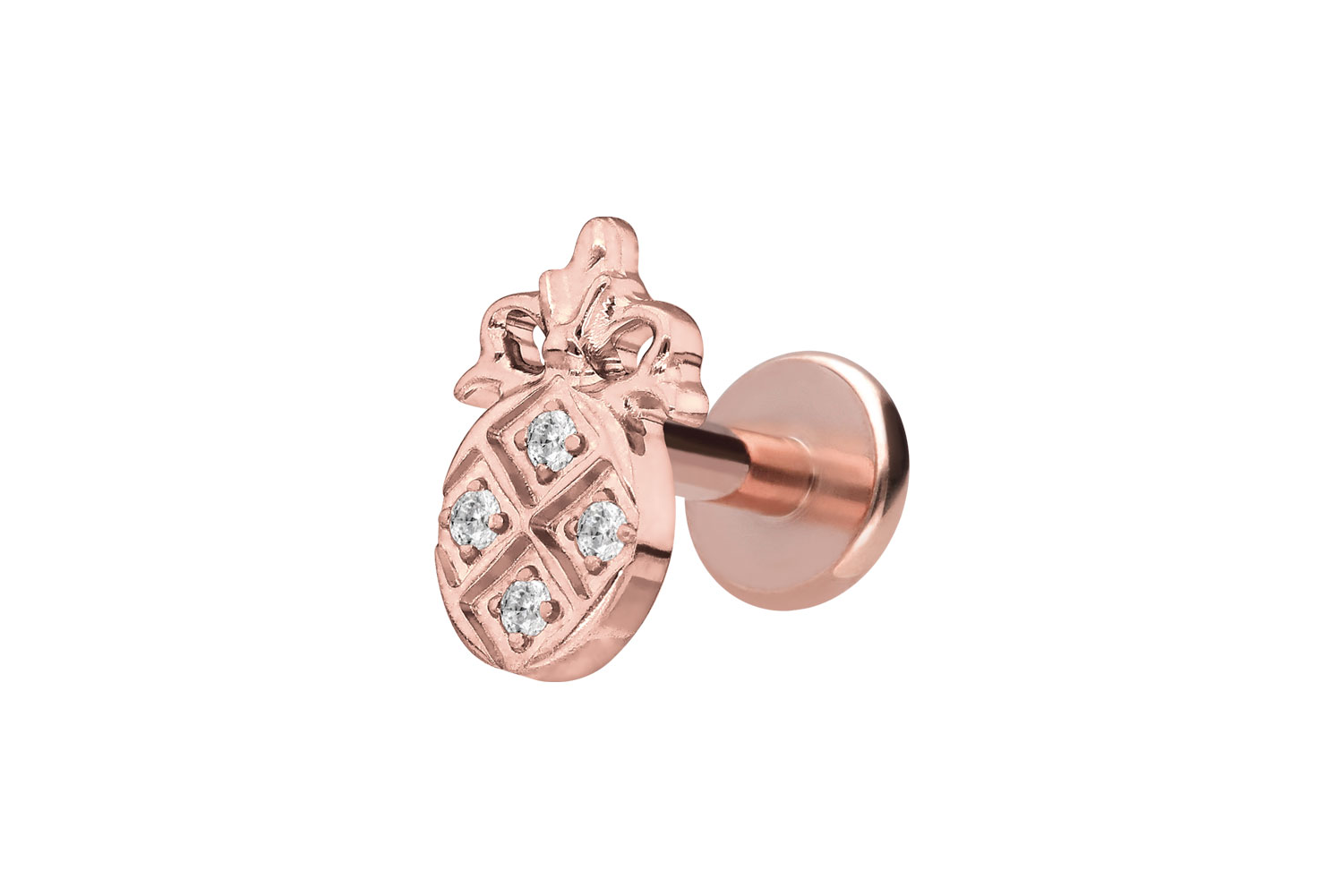 Titanium labret with internal thread CRYSTAL PINEAPPLE