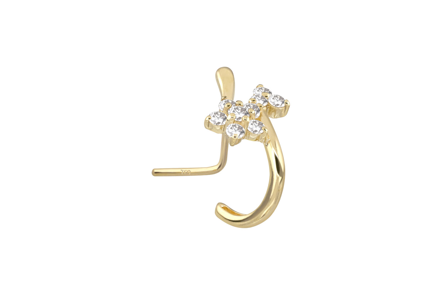 14/18 Karat Gold Nasenstecker MOISSANIT-BLUME