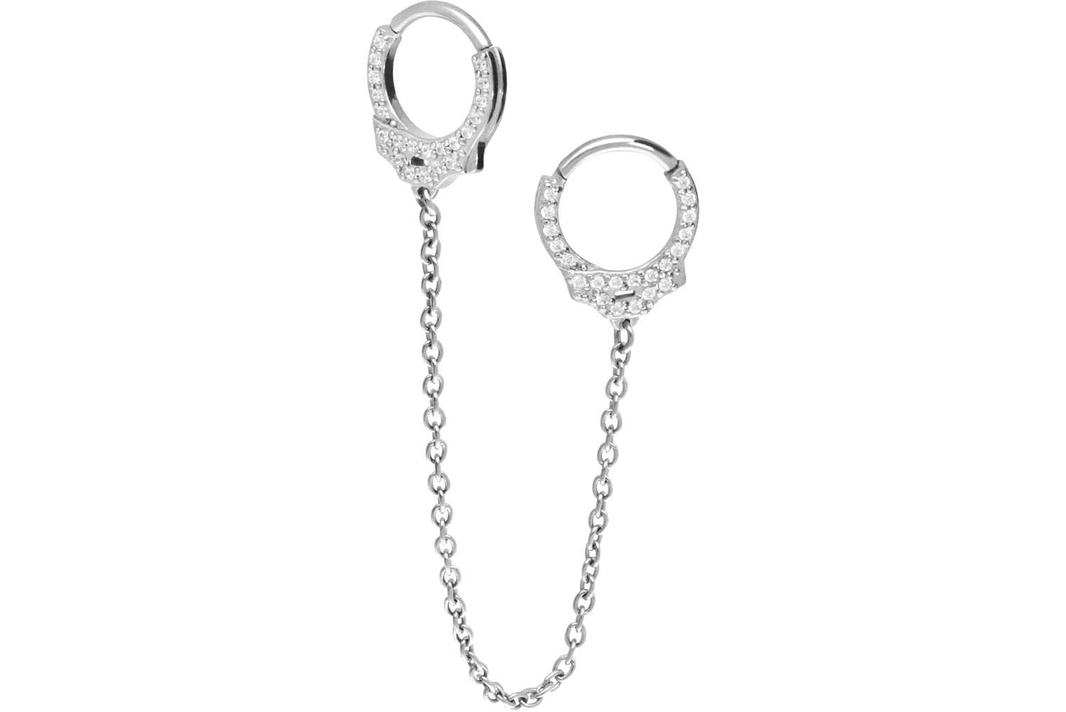 Surgical steel segment ring clicker CRYSTAL HANDCUFFS