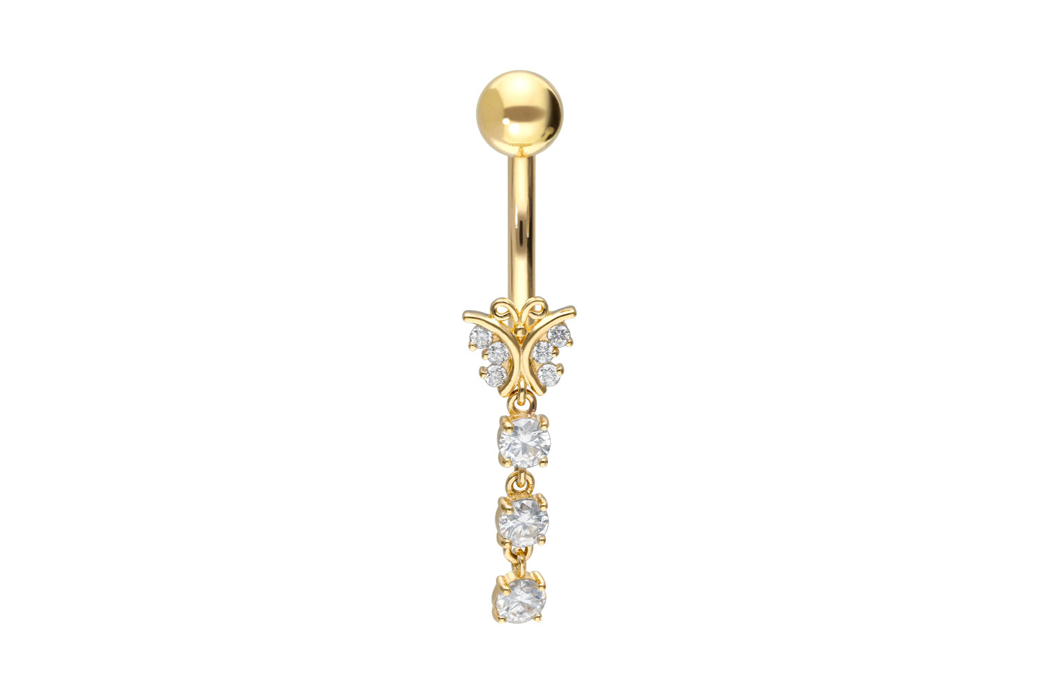 14/18 carat gold bananabell MOISSANITE BUTTERFLY + 3 MOISSANITES
