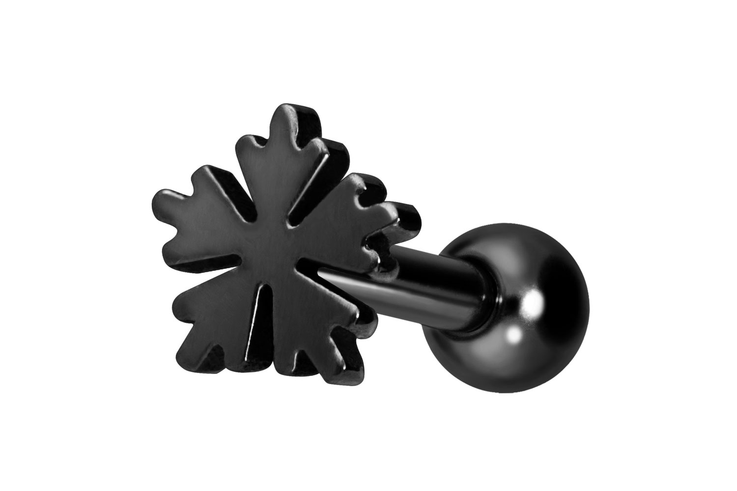 Titanium ear piercing with internal thread SNOWFLAKE