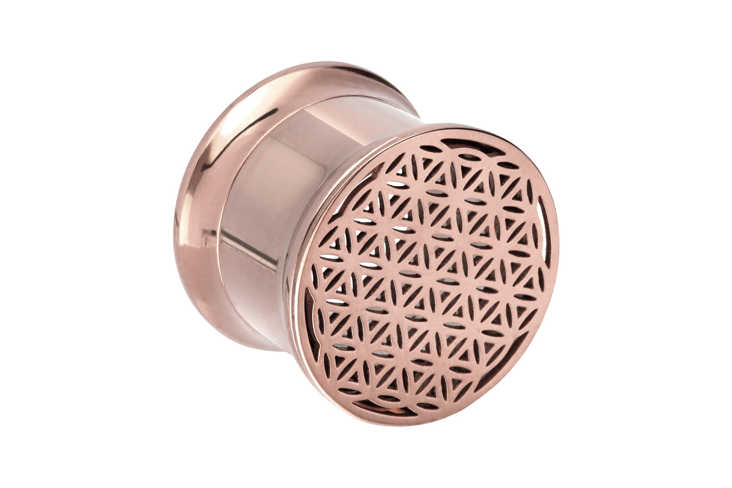 Surgical steel double flared tunnel FLOWER OF LIFE