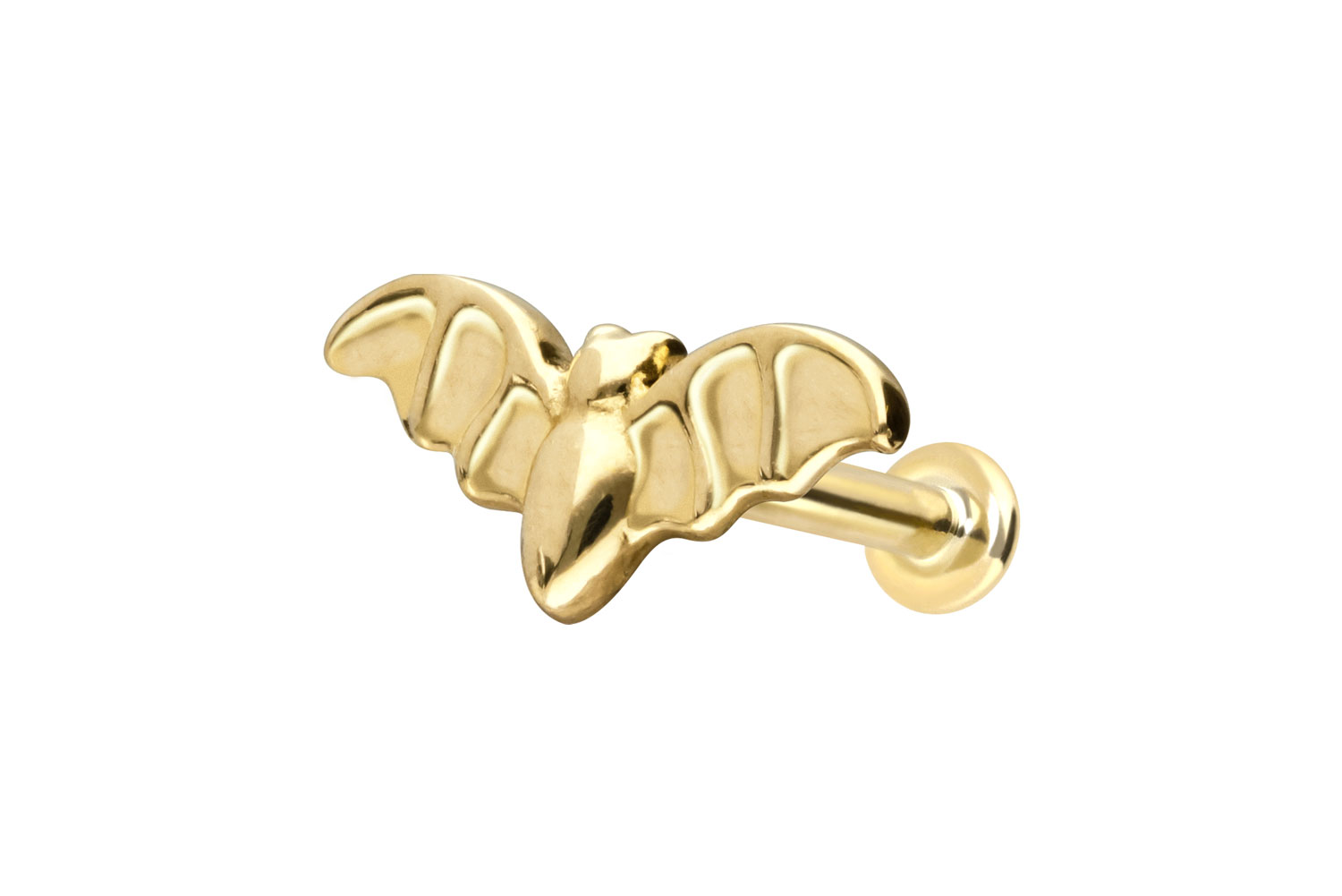 PIERCINGLINE Piercing Stecker 14 Karat Gold Labret mit Push Fit FLEDERMAUS - Bild 10 von 35