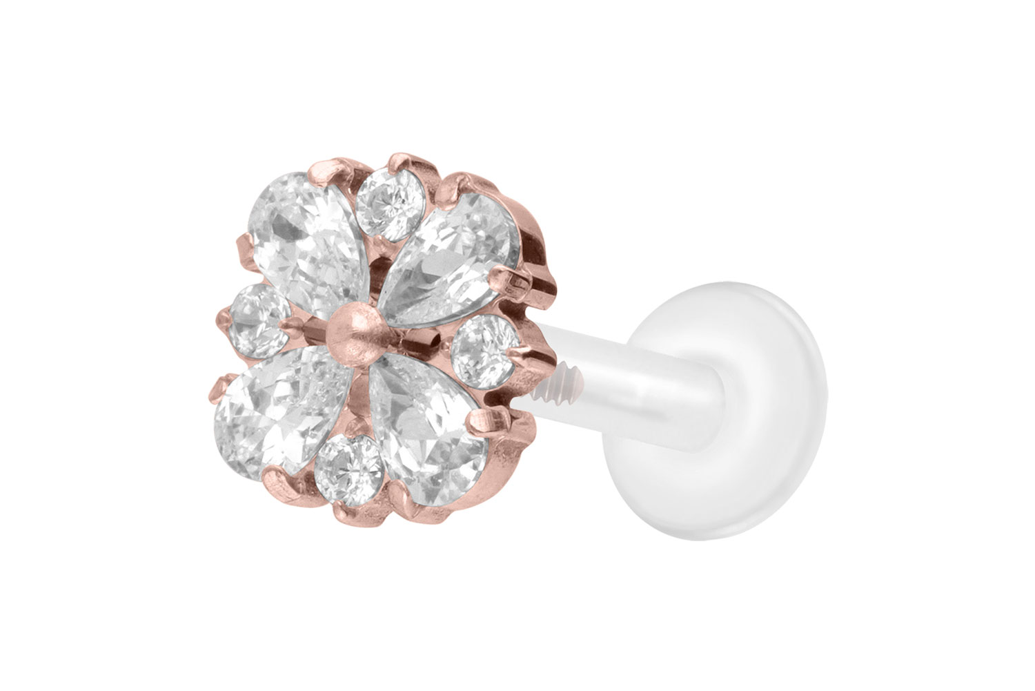PTFE labret with internal thread + titanium attachment CRYSTAL ORNAMENT