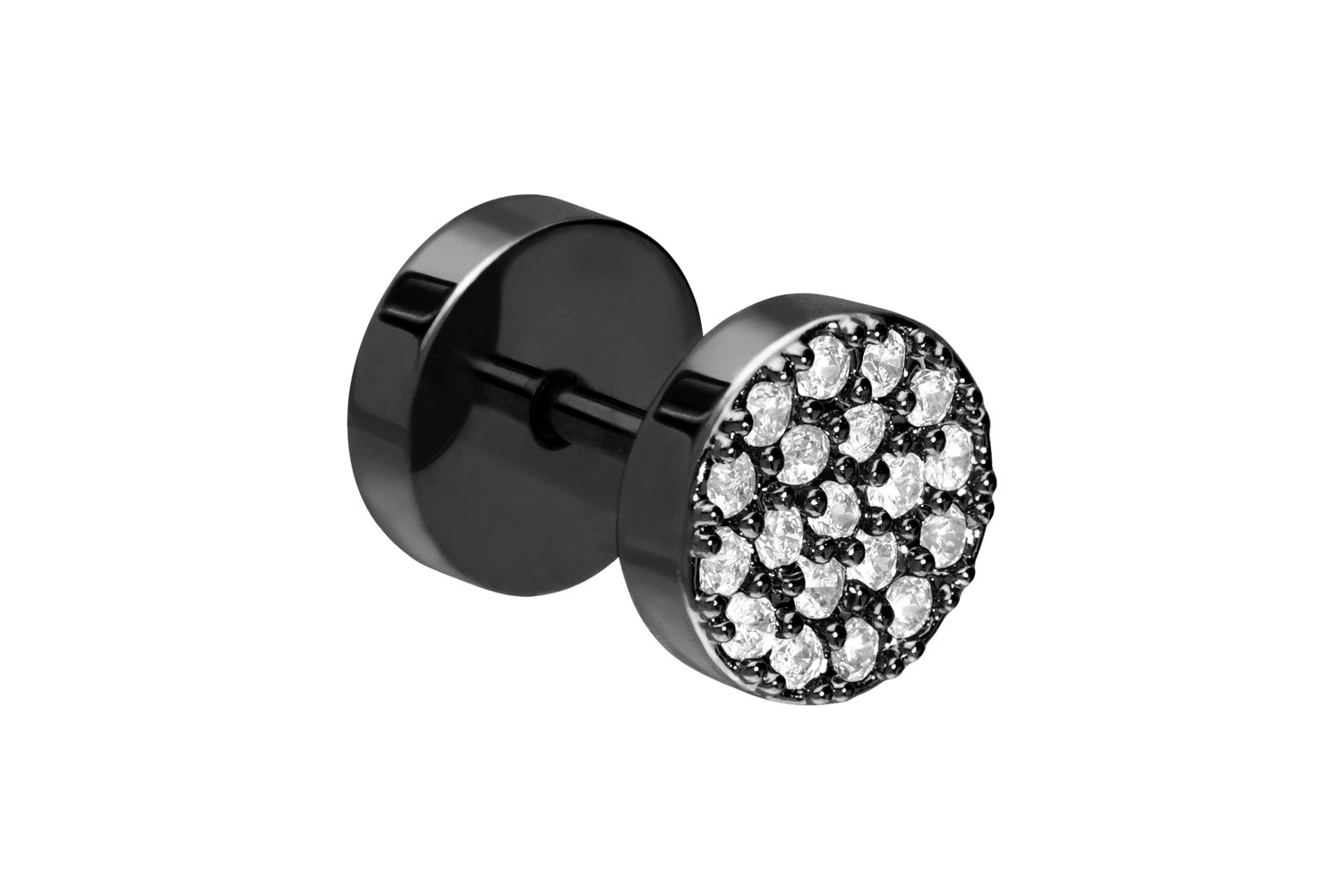 Surgical steel fake plug with brass design CRYSTALS