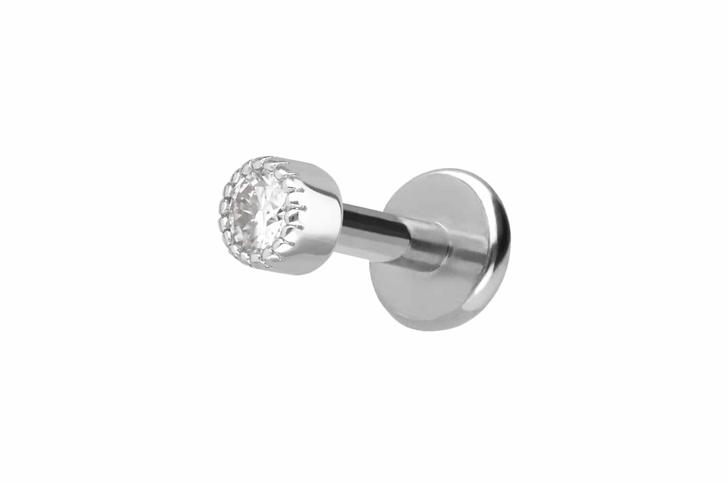 Titanium labret with internal thread + 925 silver attachment MOISSANITE DISC