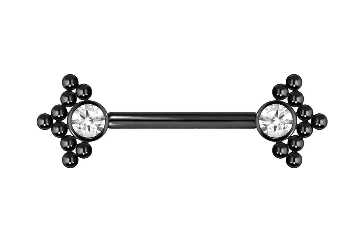 Titanium barbell with push fit CRYSTAL + 3 SPHERICAL TRIANGLES