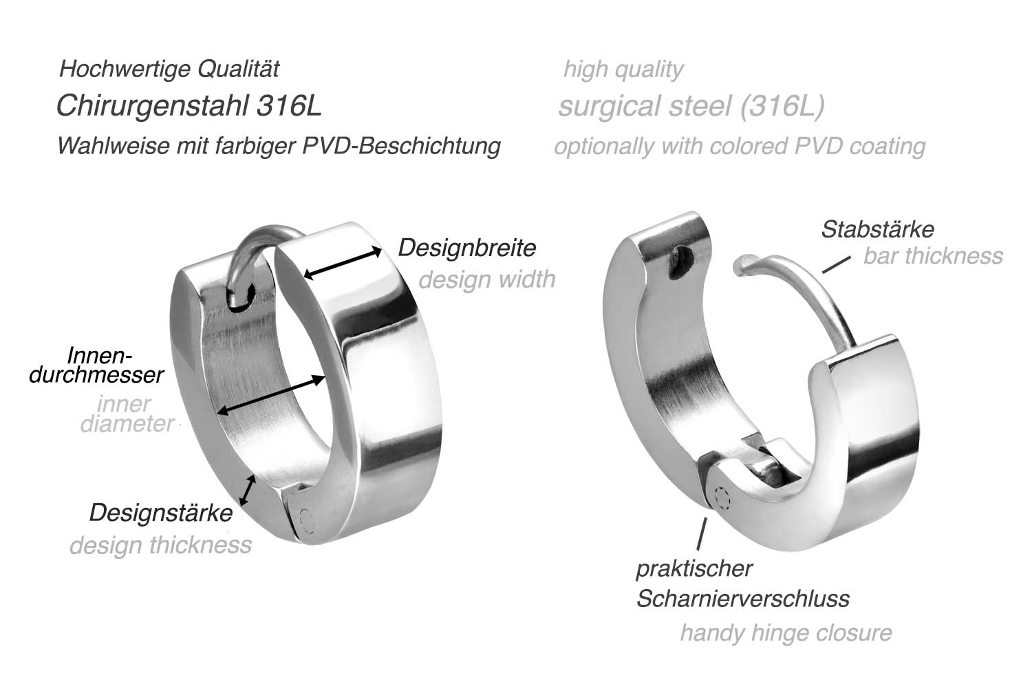 Surgical steel creoles CLASSIC