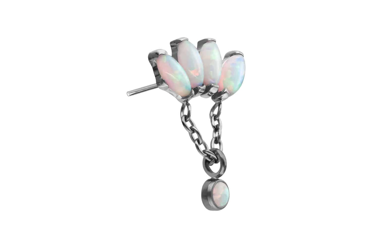 Titanium attachment with push pin LOTUS BLOSSOM + SYNTHETIC OPALS