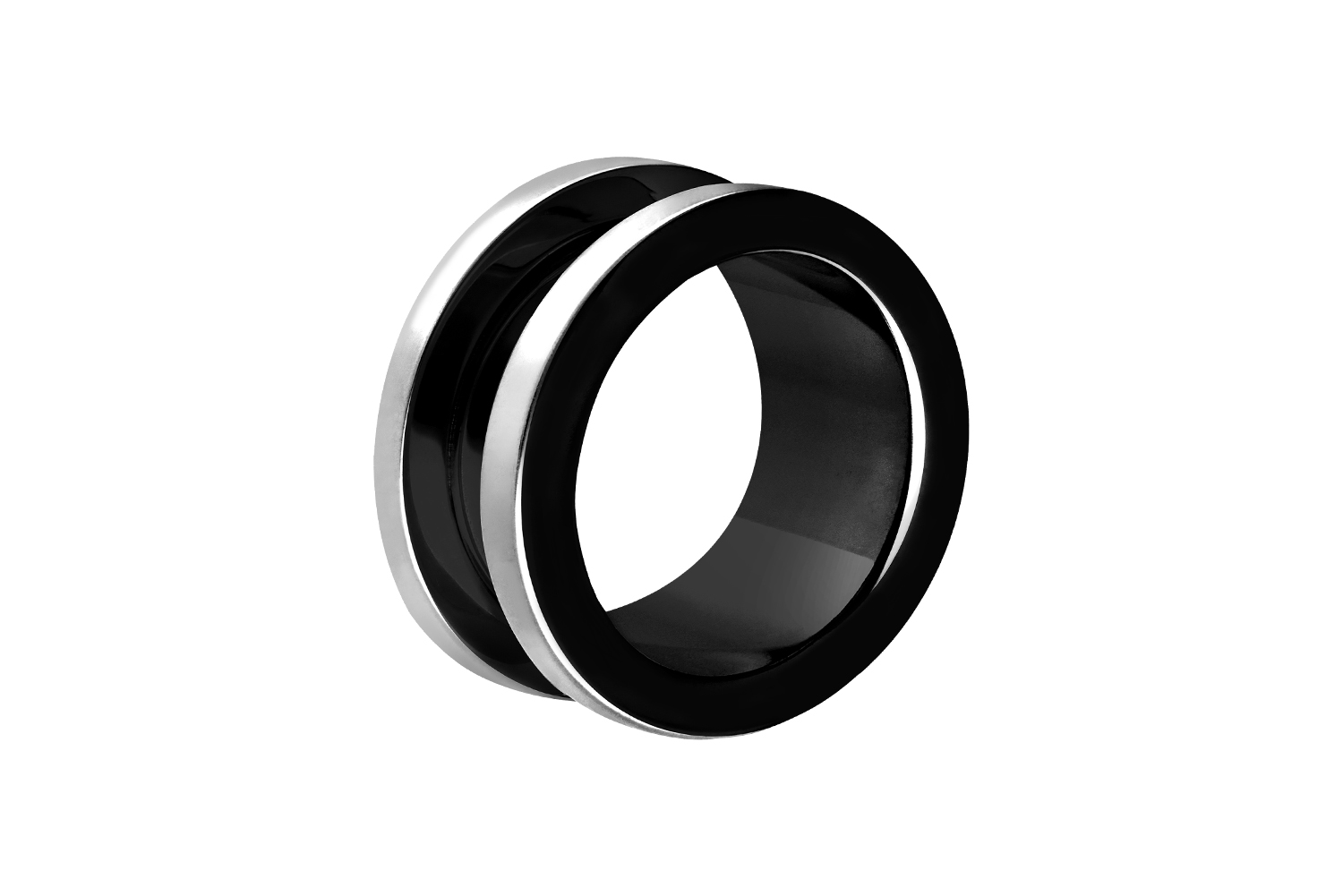 Surgical steel tunnel black POLISHED EDGE