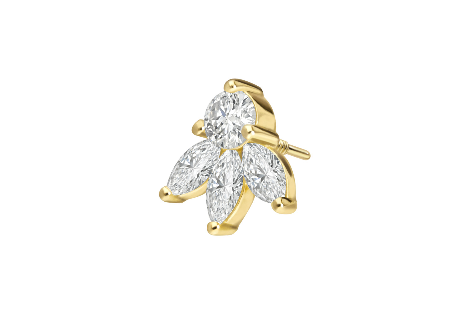 18 carat gold screw-in attachment with external thread DIAMOND LOTUS BLOSSOM