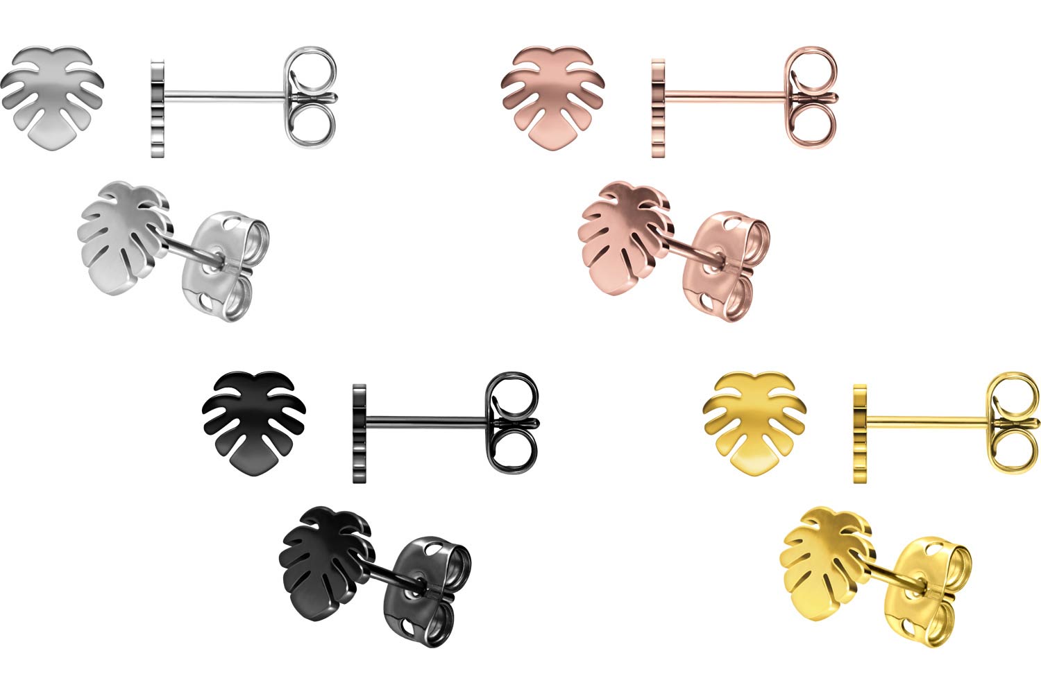 Titanium ear studs PALM LEAF