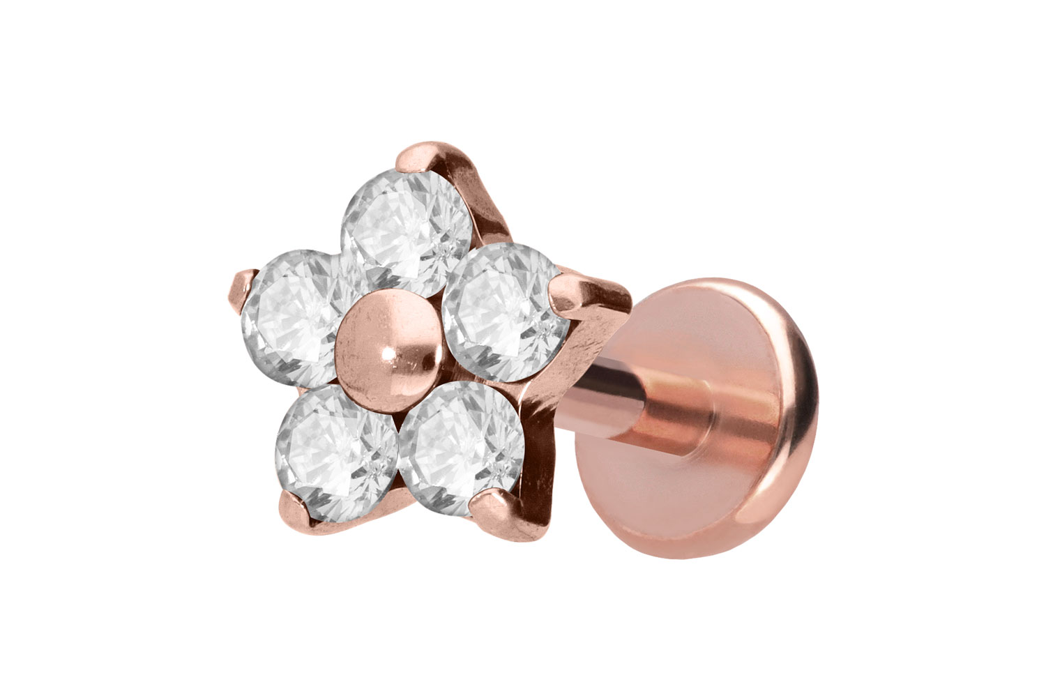 Titanium labret with push fit CRYSTAL FLOWER
