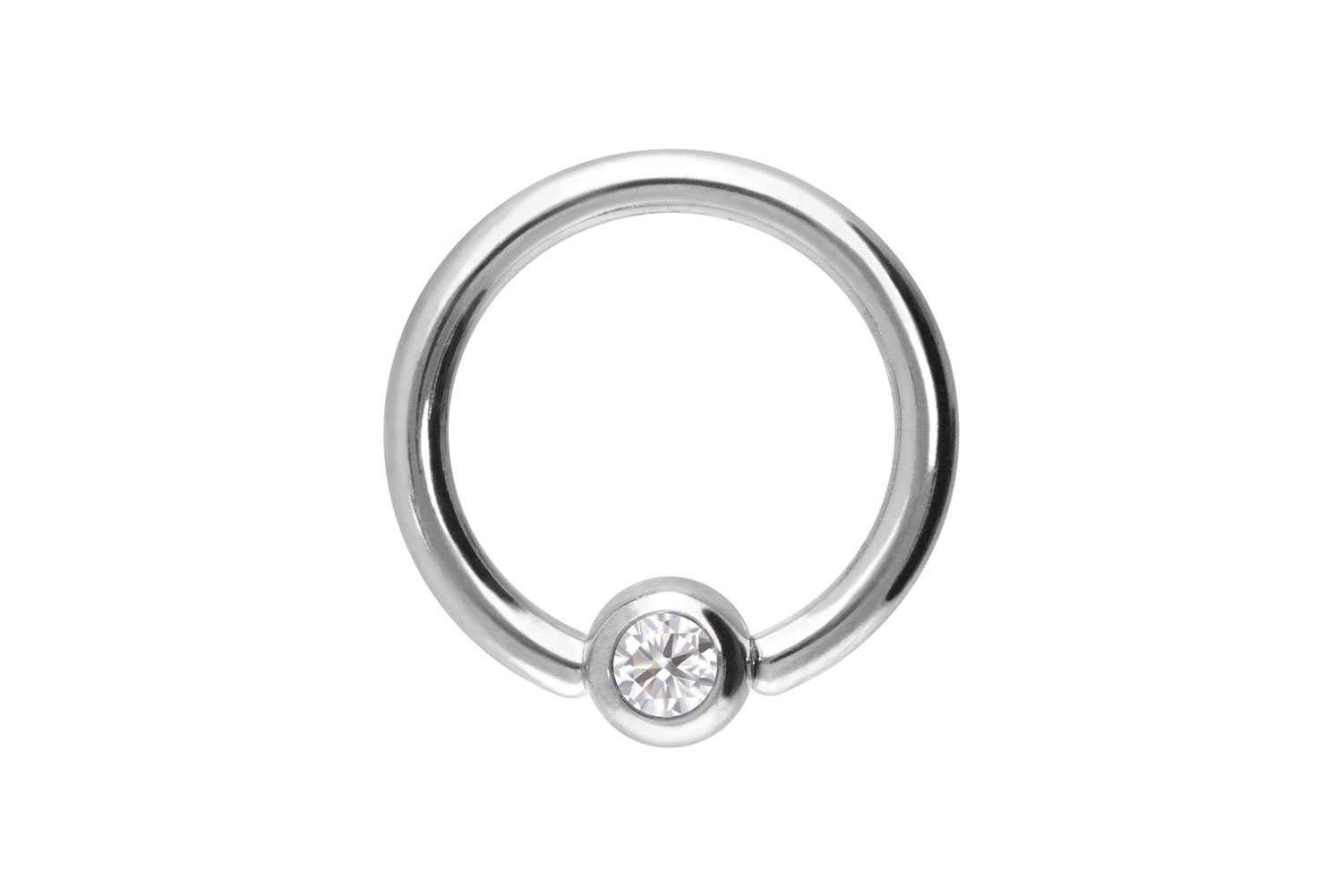 14/18 Karat Gold Klemmkugelring MOISSANIT