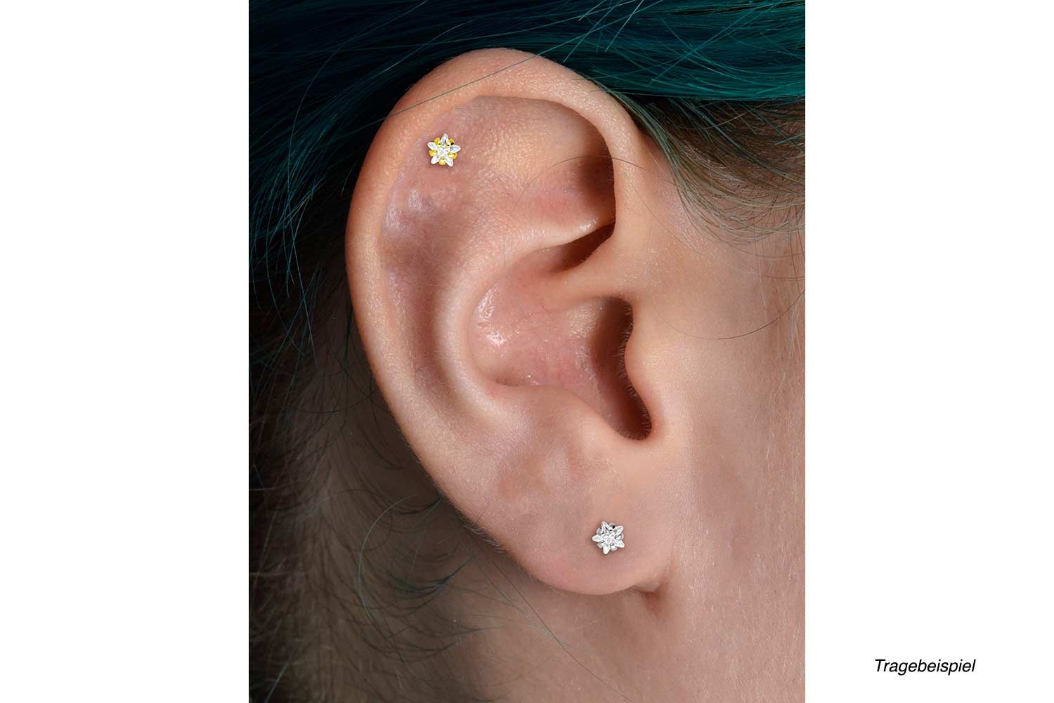 Surgical steel ear piercing CRYSTAL STAR