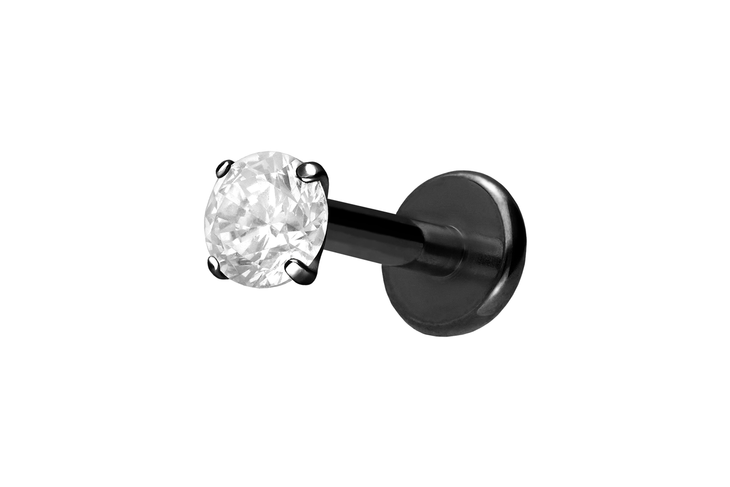 Titan Labret mit Innengewinde EINGEFASSTER KRISTALL