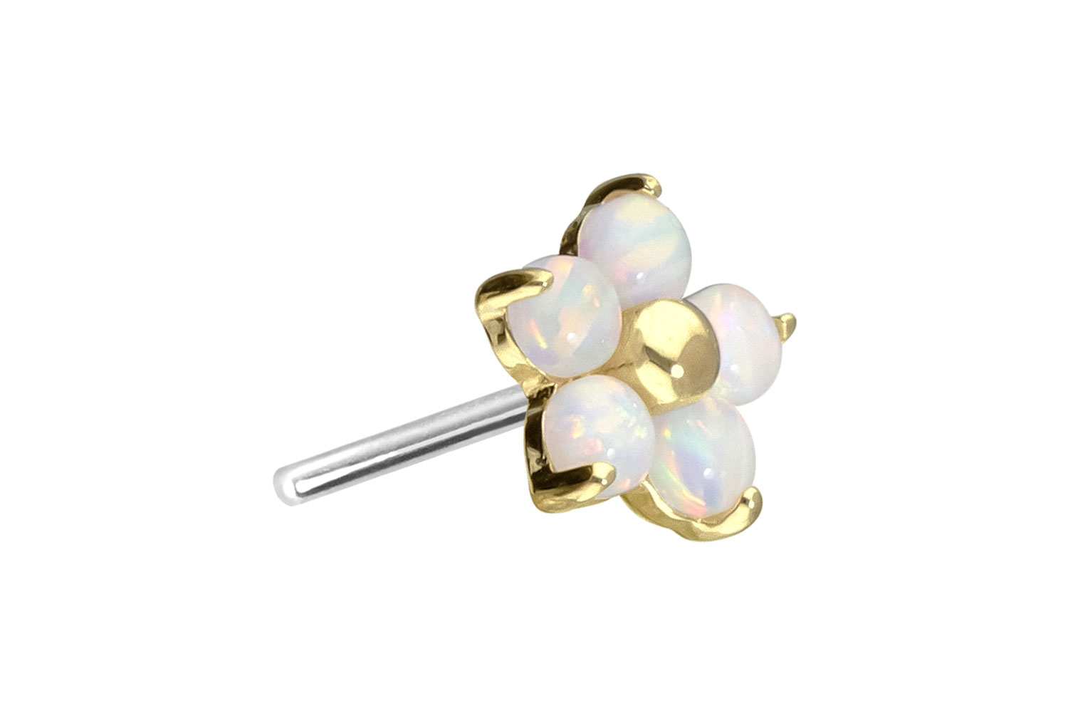 14 Karat Gold Aufsatz mit Titan Push Pin BLUME + 5 SYNTHETISCHE OPALE