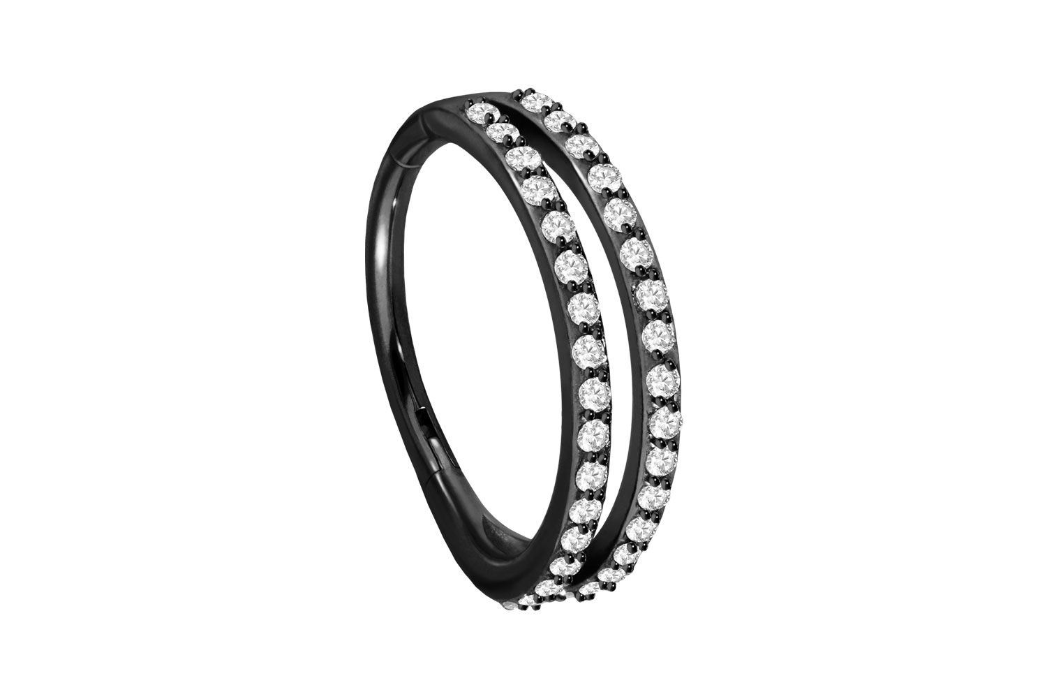 Chirurgenstahl Segmentring Clicker 2 RINGE + EINGEFASSTE KRISTALLE