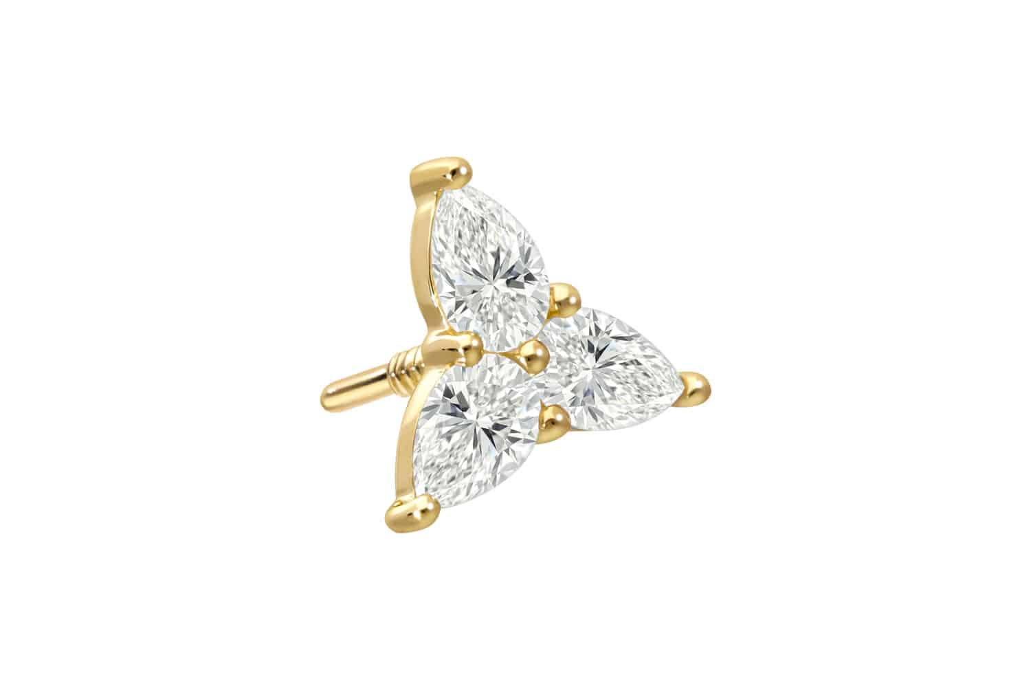 18 carat gold screw-in attachment with external thread DIAMOND FLOWER