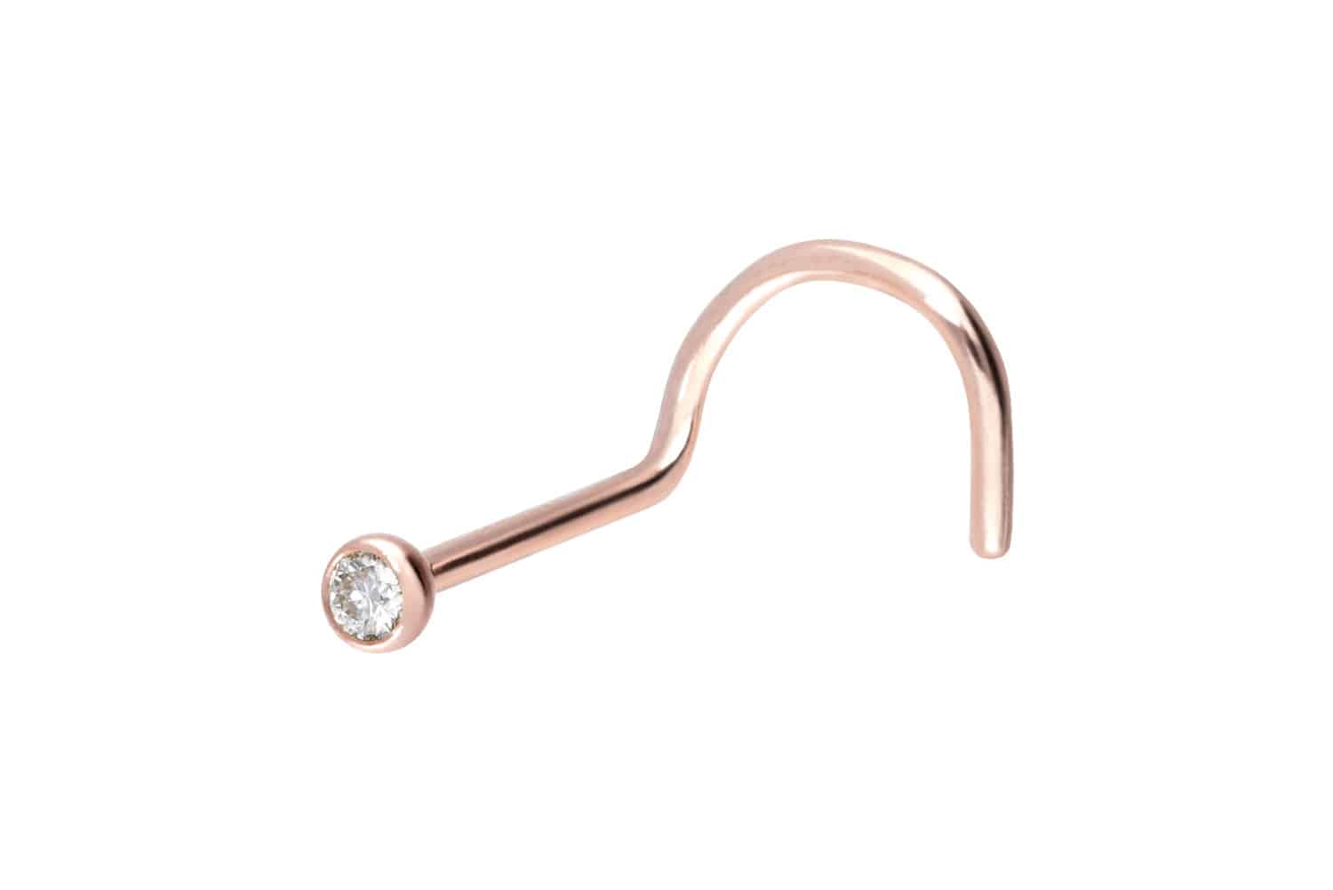 14/18 Karat Gold Nasenstecker Spirale MOISSANIT