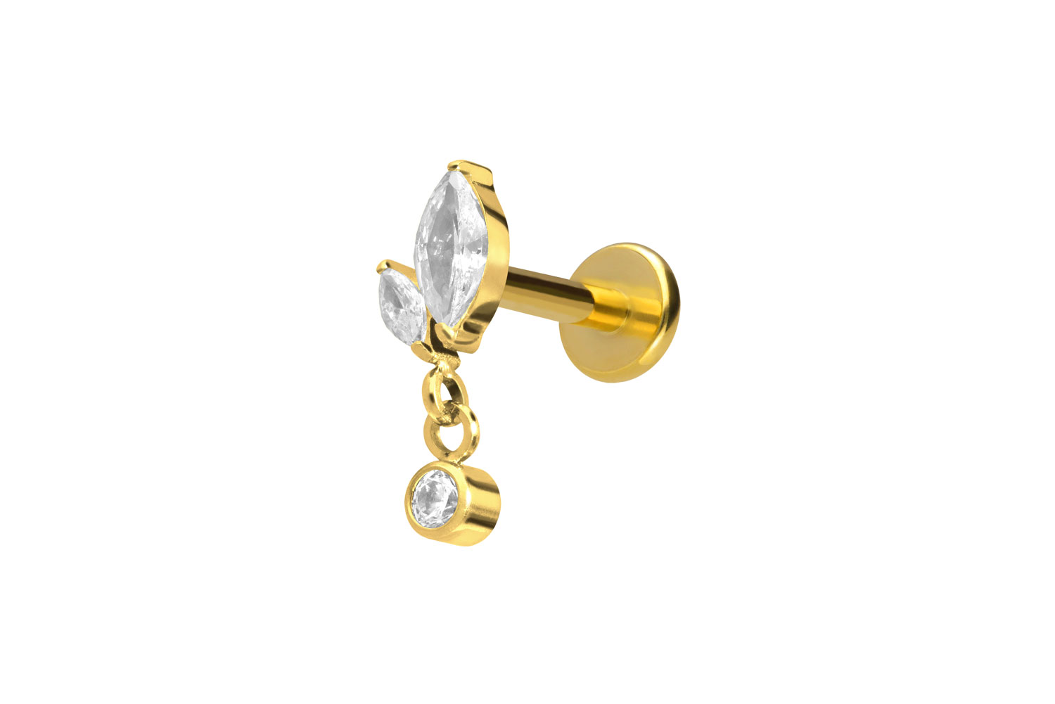 Titan Labret mit Innengewinde KNOSPE + KRISTALL