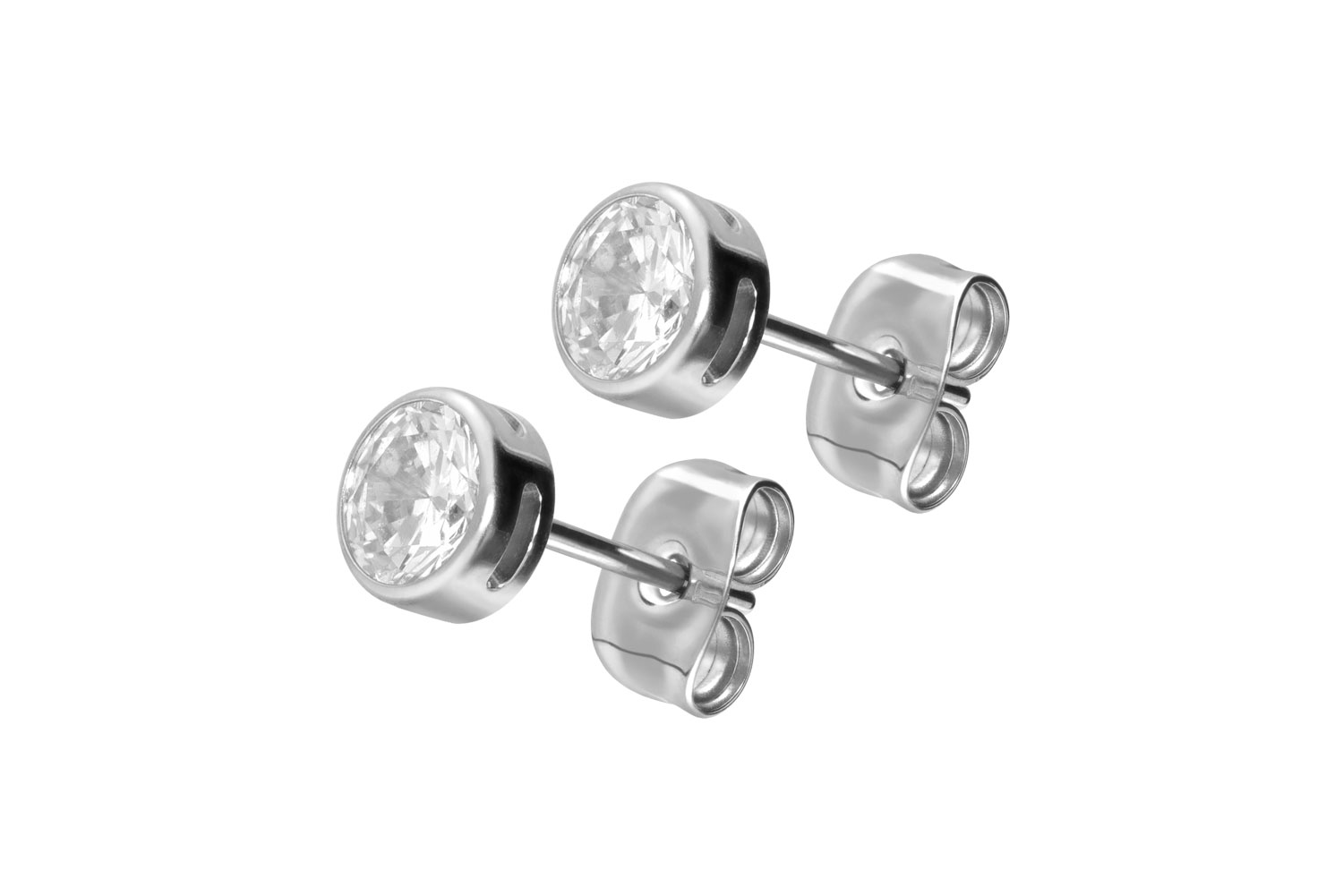 Titan Ohrstecker EINGEFASSTER KRISTALL