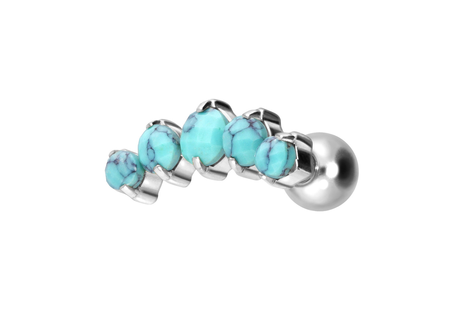 Titanium ear piercing with internal thread 5 SYNTHETIC TURQUOISES