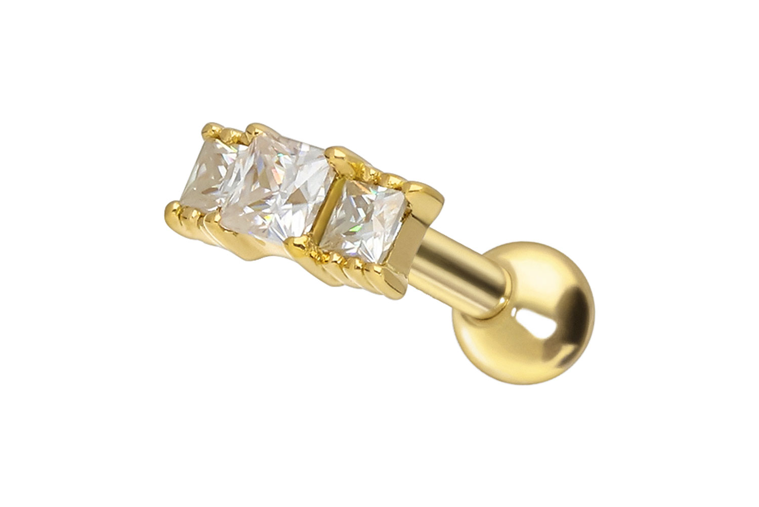 14/18 Karat Gold Ohrpiercing MOISSANIT-BALKEN