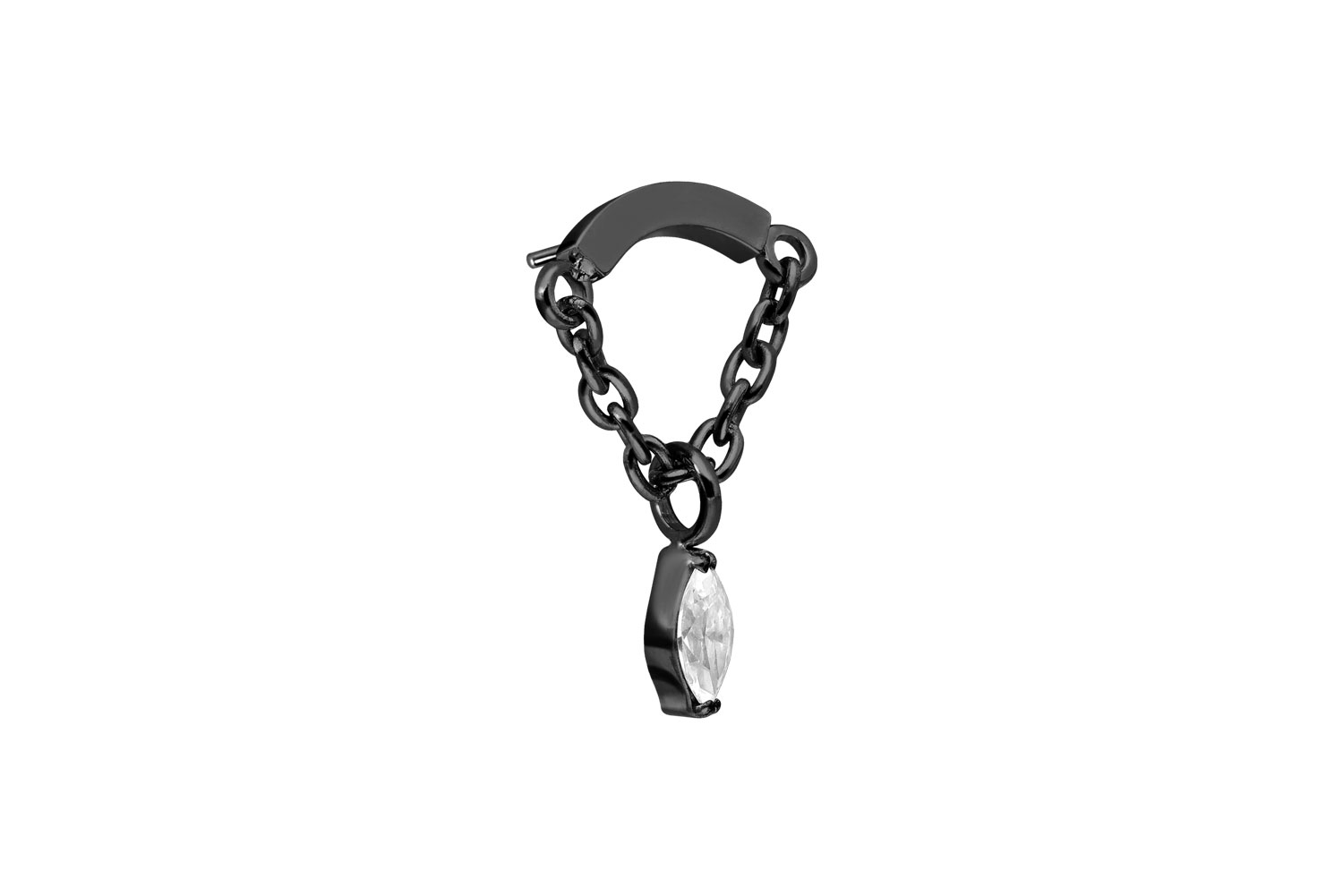 Titanium attachment with push pin ARCH + CHAIN + CRYSTAL DROP Titanium attachment with push pin ARCH + CHAIN + CRYSTAL DROP