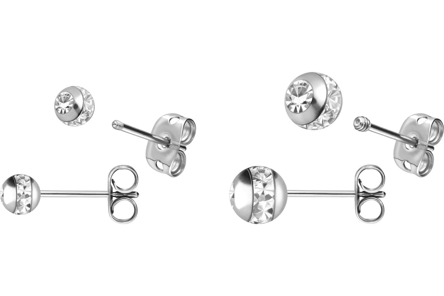 Titanium ear studs EPOXY RING BALL + CRYSTAL