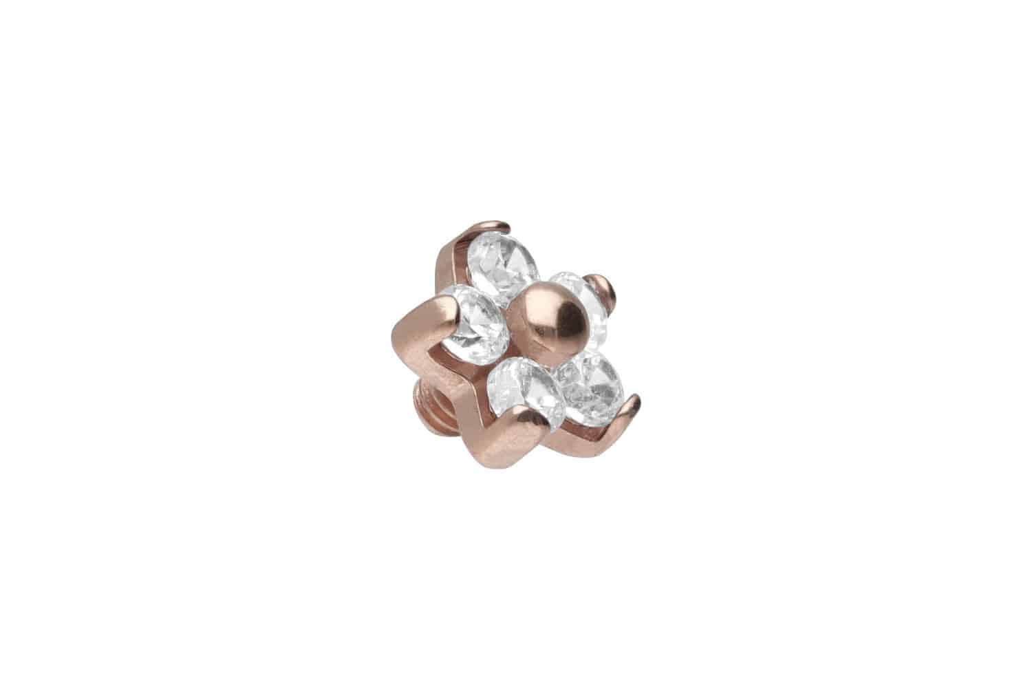 Titanium dermal anchor attachment FLOWER WITH 5 CRYSTALS