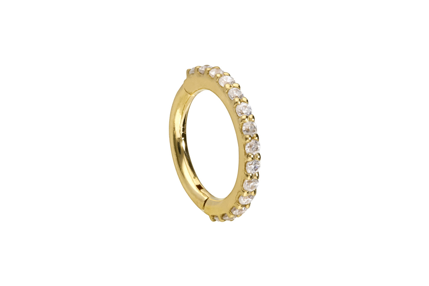 14/18 Karat Gold Segmentring Clicker EINGEFASSTE MOISSANITE