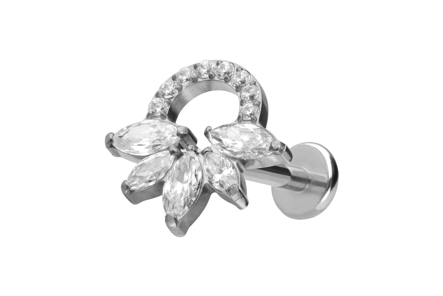 Titanium labret with push fit CRYSTAL RATTLE