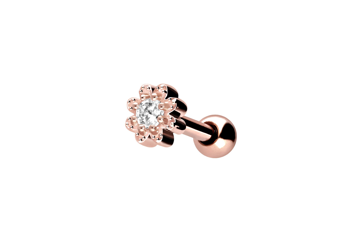 Chirurgenstahl Ohrpiercing BLUME + KRISTALL