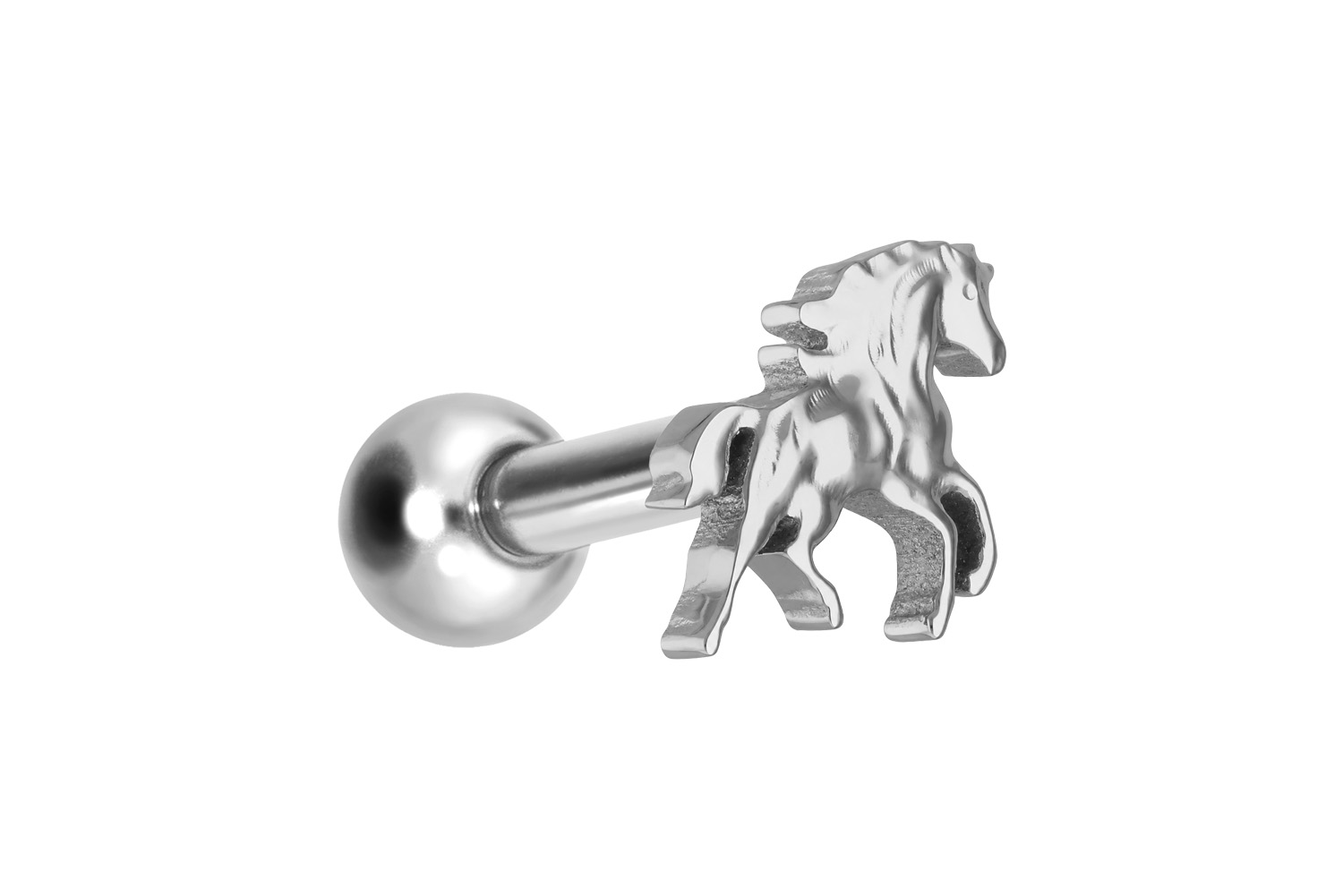 Titanium ear piercing with internal thread HORSE