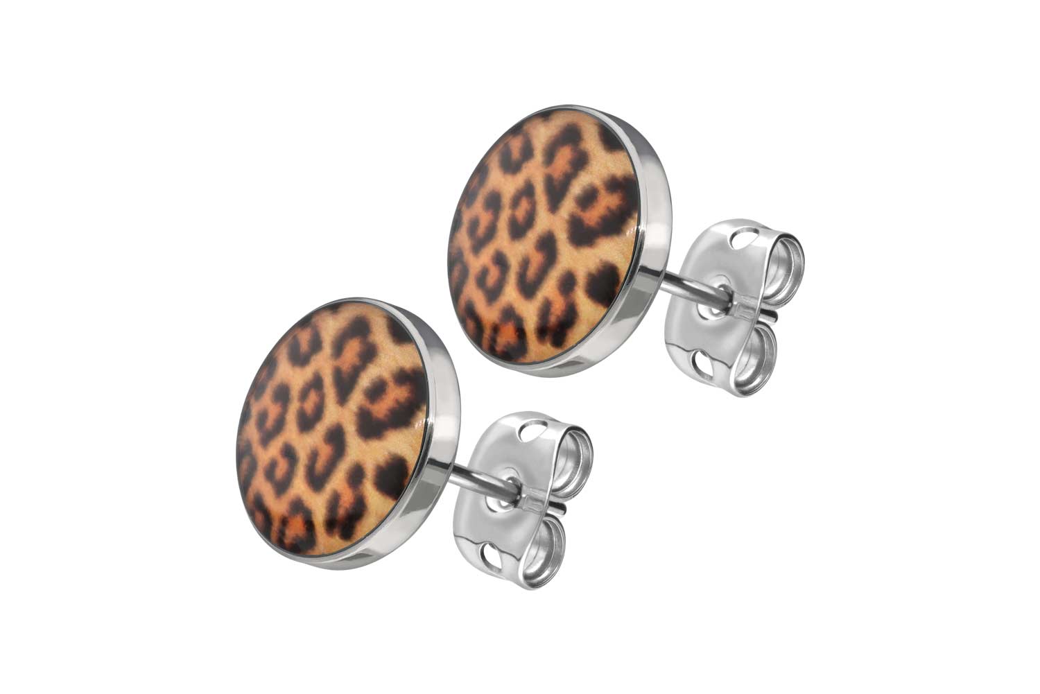 Titanium ear studs LEOPARD