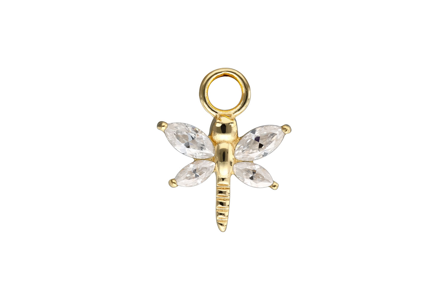 14 carat gold pendant for clickers MOISSANITE DRAGONFLY