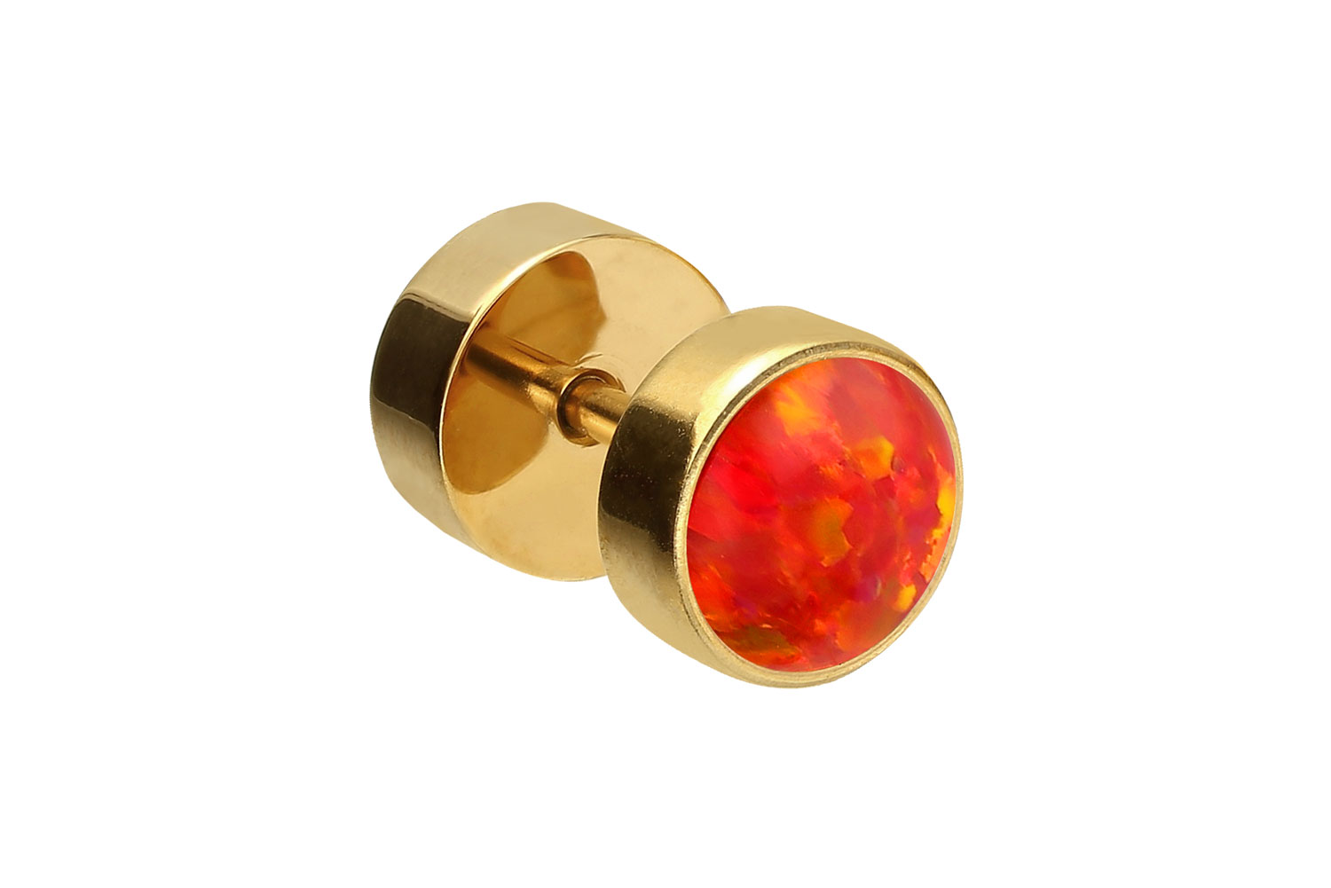 Surgical steel fake plug SYNTHETIC OPAL ++SALE++