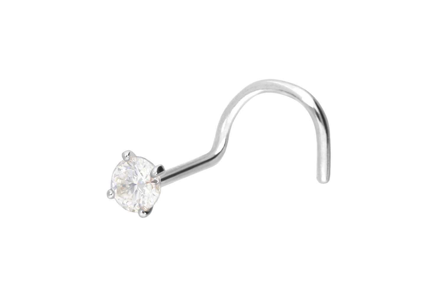 14/18 carat gold nose stud spiral SET MOISSANITE