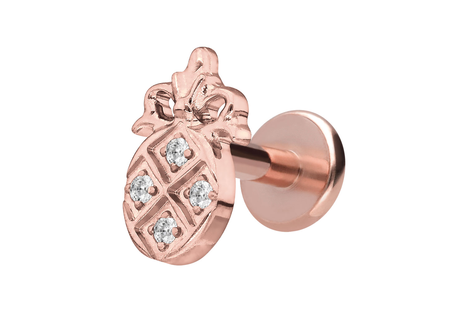 Titanium labret with internal thread CRYSTAL PINEAPPLE