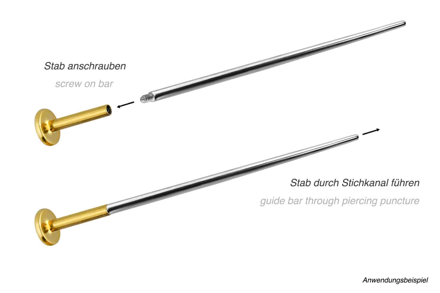 Titan Schmuckführungsstift mit Außengewinde