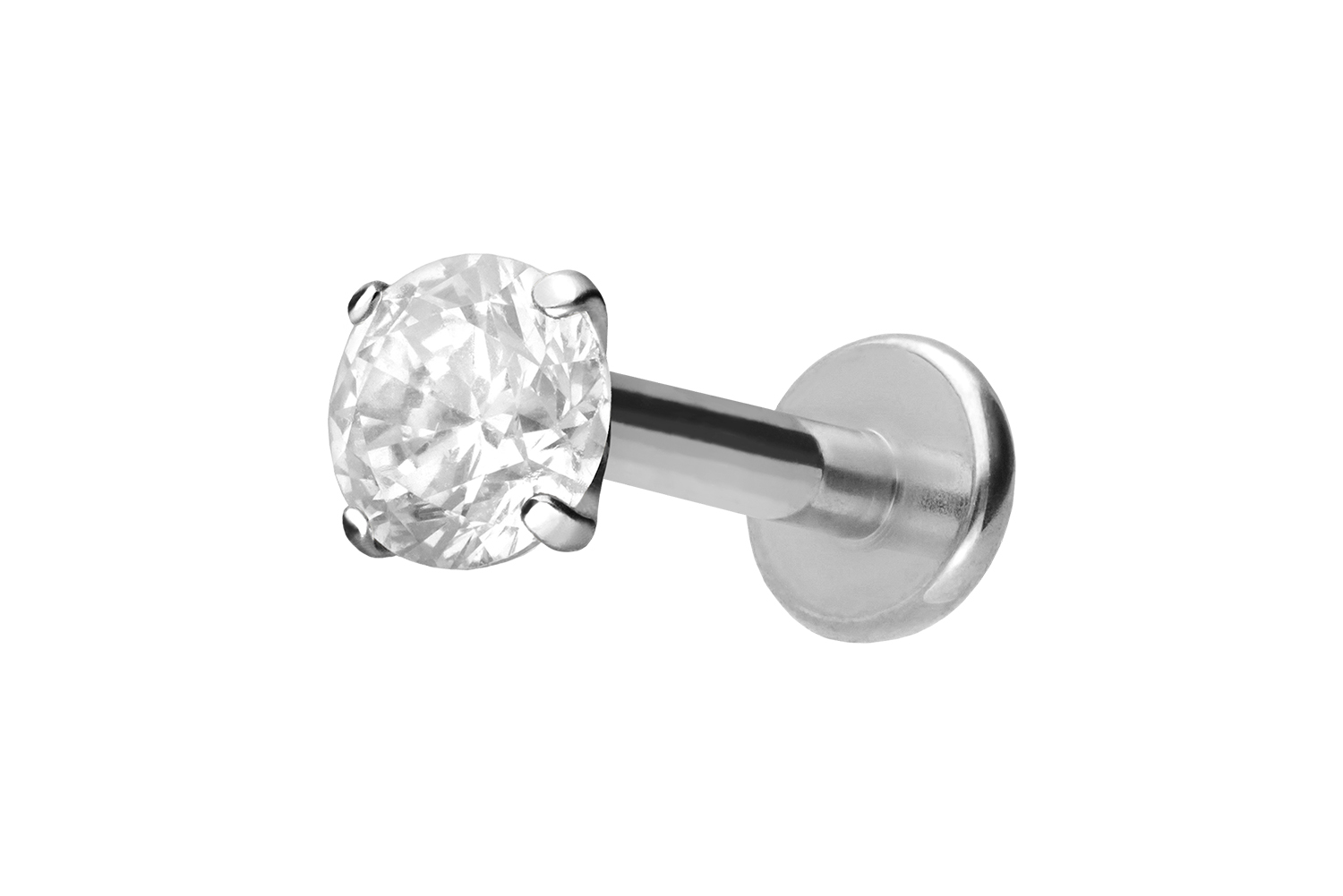 Titan Labret mit Innengewinde EINGEFASSTER KRISTALL