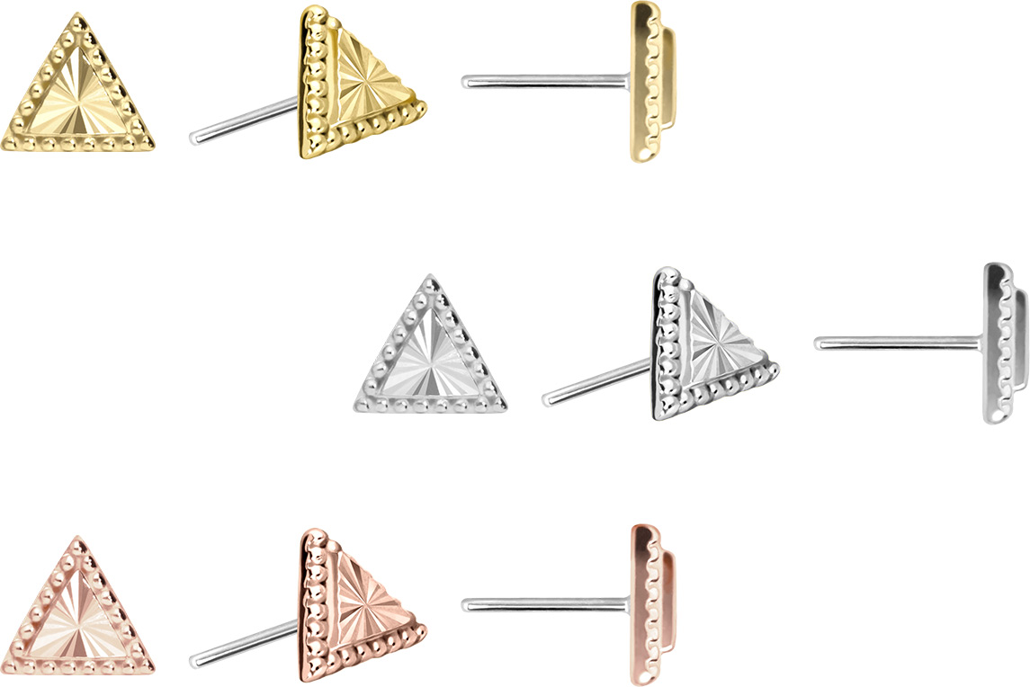 14 carat gold attachment with titanium push pin TRIANGLE