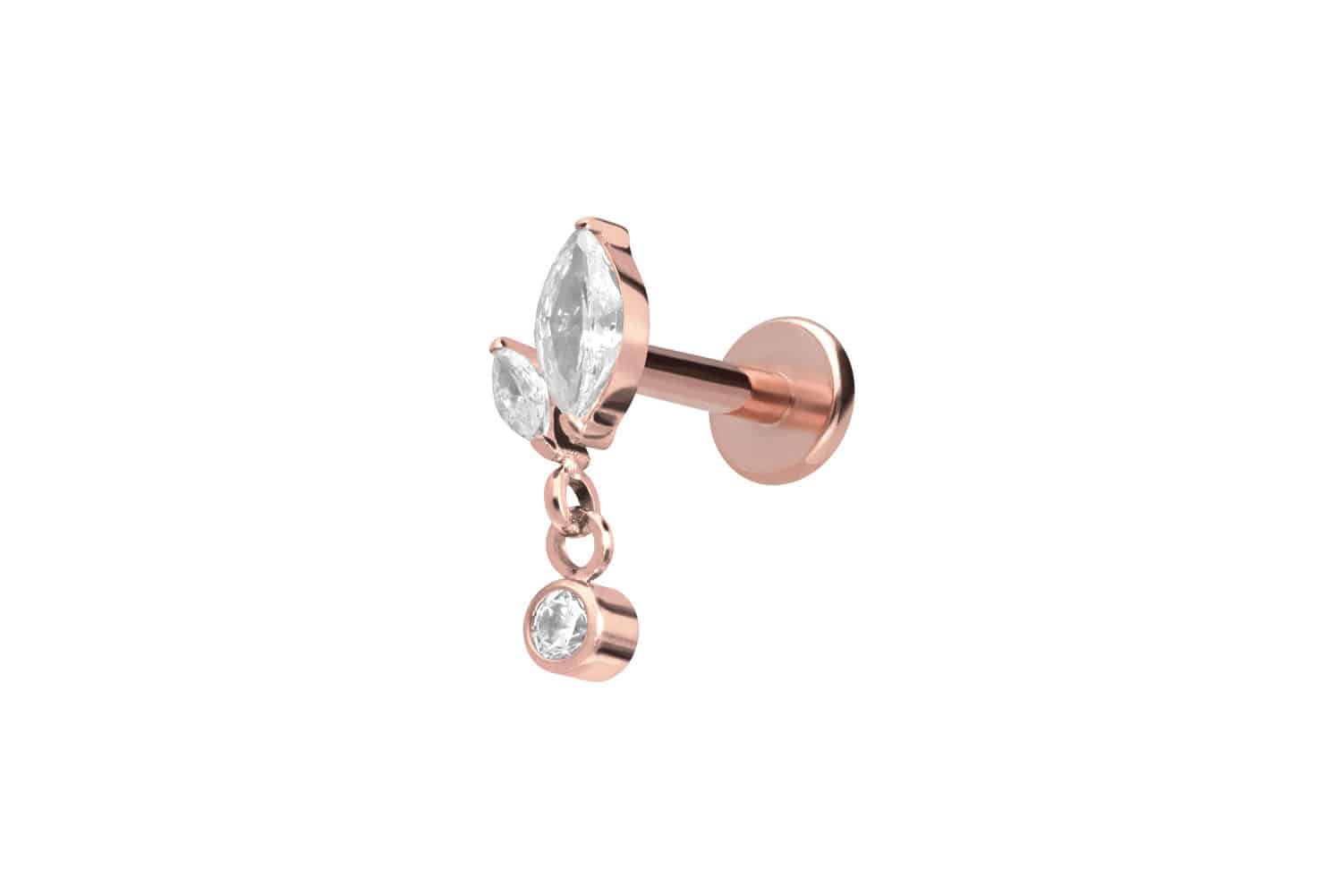 Titan Labret mit Innengewinde KNOSPE + KRISTALL