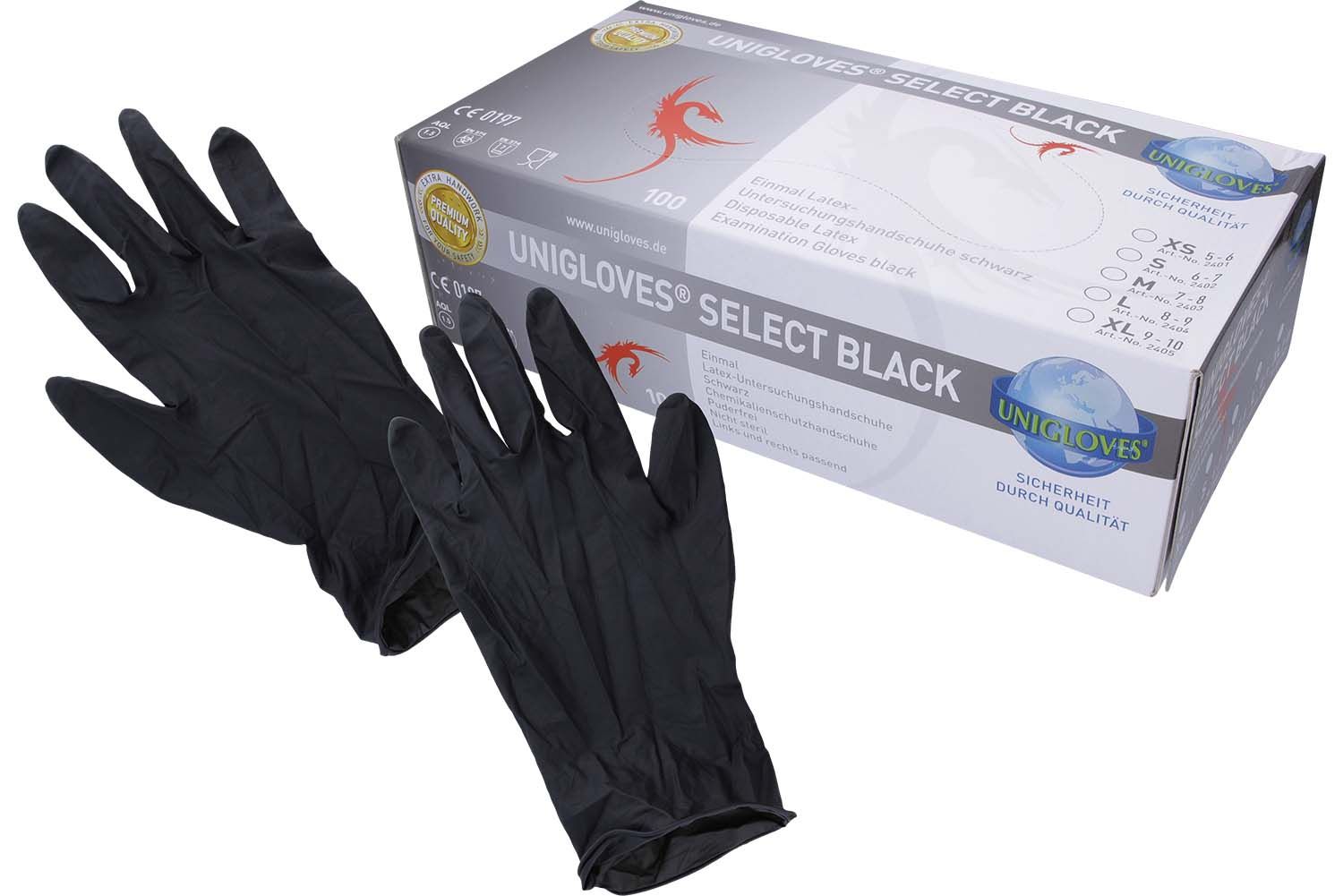 Latex gloves powder-free - black