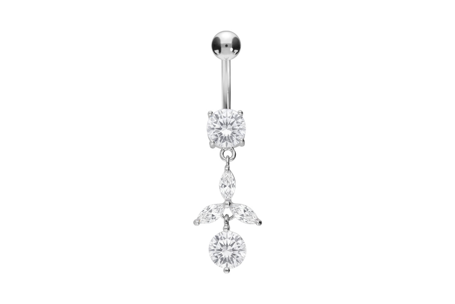 Surgical steel bananabell CRYSTAL FLOWER + 2 CRYSTALS